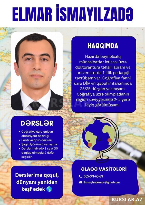 Coğrafiya üzrə onlayn abituriyent hazırlığı Coğrafiya üzrə onlayn abituriyent hazırlığı