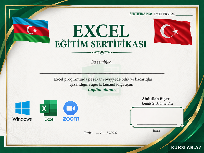 Excel Təlimi – Zoom üzərində praktiki dərslər Excel Təlimi – Zoom üzərində praktiki dərslər