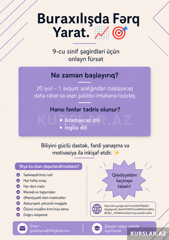 Abituriyentlər üçün möhtəşəm fürsət Abituriyentlər üçün möhtəşəm fürsət