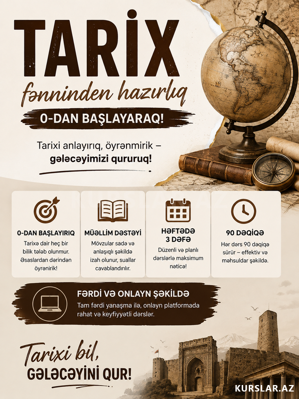 Onlayn Tarix Hazırlığı (5-11-ci siniflər) Onlayn Tarix Hazırlığı (5-11-ci siniflər)