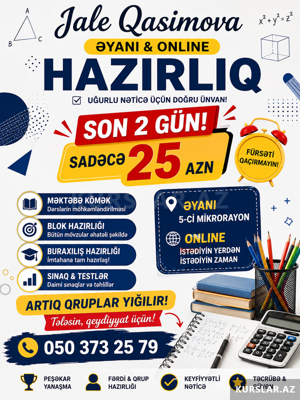 Riyaziyyat hazırlığı Gencə Riyaziyyat hazırlığı Gencə