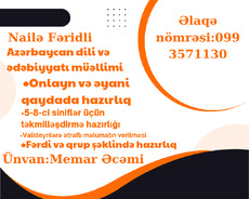 Repetitor dil və edebiyyat üzre 5-8 tekmilleşdirme hazırlığı