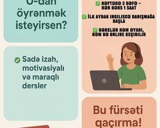 İngilis dilini dan öyrənmək istəyirsənsə dərslərə qoşul