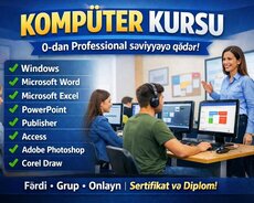 0-dan başlayaraq Professional səviyyədə kurs keçirilir