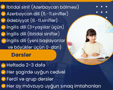Azərbaycan dili, Ədəbiyyat, İngilis dili, İbtidai sinif